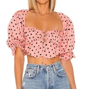 For Love and Lemons Polka Dot Crop Top XS